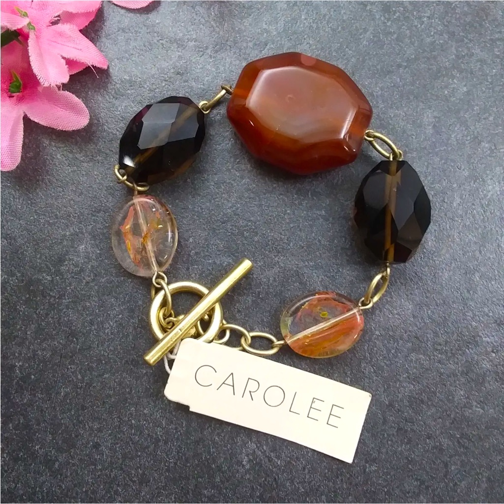 Nwt. Carolee. Earth Tones Gemstones Beaded Bracelet. 8”
